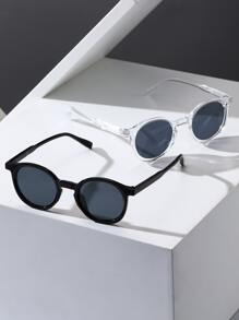 两副男士塑料几何图案防紫外线太阳镜，适合户外休闲活动、海滩派对、热带海滩度假、夏季户外活动和旅行