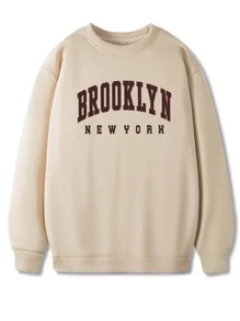 Aesthetic Post--Men Letter Graphic Drop Shoulder Sweatshirt - Khaki - View 3