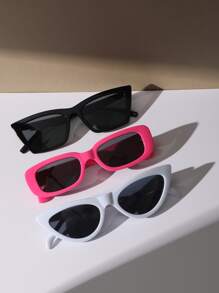 3副貓眼和方框太陽鏡 - 灰色 - 查看 1