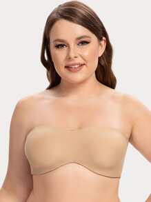 Plus Minimizer Bandeau Solid Strapless Bra