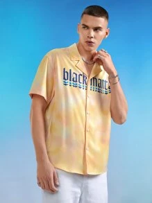 AQUAMAN X SHEIN 男士紮染字母圖案襯衫