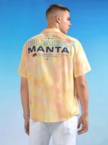 AQUAMAN X SHEIN 男士紮染字母圖案襯衫