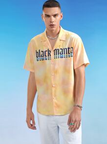 AQUAMAN X SHEIN 男士紮染字母圖案襯衫