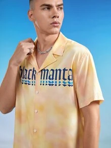 AQUAMAN X SHEIN 男士紮染字母圖案襯衫