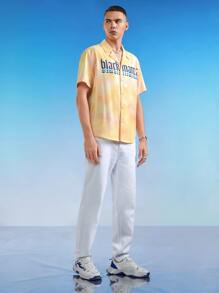 AQUAMAN X SHEIN 男士紮染字母圖案襯衫