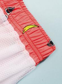 Manfinity KASUA Men Fruit Print Drawstring Waist Swim Trunks,Hawaiian