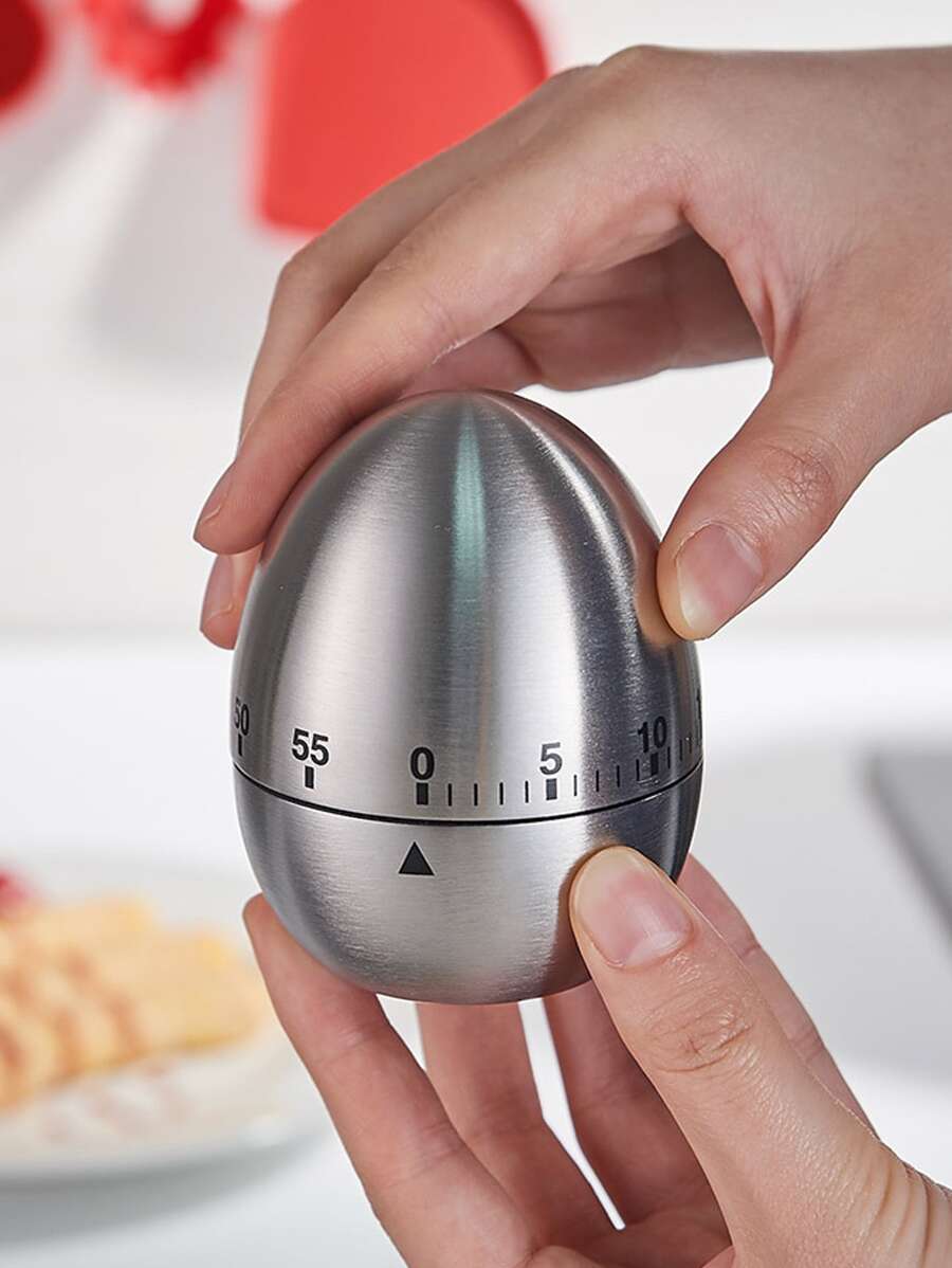 1入組不銹鋼雞蛋烹飪創意廚房機械定時器 - 銀色 - 查看 1