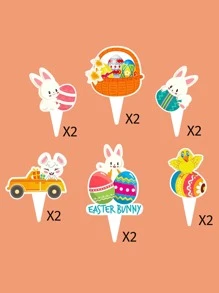 12入組/套復活節兔子和彩蛋裝飾用品 - 彩色 - 查看 2