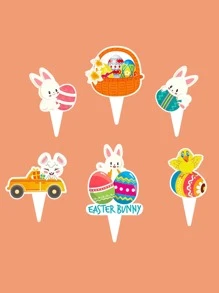 12入組/套復活節兔子和彩蛋裝飾用品 - 彩色 - 查看 4