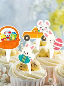 12入組/套復活節兔子和彩蛋裝飾用品 - 彩色 - 查看 6