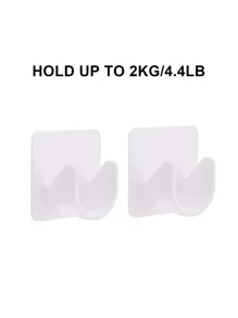 2pcs Nail-Free Plastic Curtain Rod Holder, Daily White Multifunction Rod Bracket For Home - White - View 8