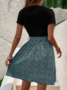 INAWLY Plant Print Belted Dress - Multicolor - View 2