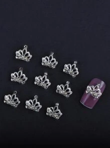 10 piezas decoración de diamantes de imitación diseño de corona 3D decoración de uñas - Plateado - Ver 2