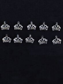 10 piezas decoración de diamantes de imitación diseño de corona 3D decoración de uñas - Plateado - Ver 4