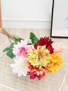 1pc Artificial Dahlia Flower, Home Decoration For Wedding Party Festive, Christmas Decorations, Christmas Gifts, Home Decor, Halloween Decor, Christmas Decorations, Kitchen Decor - Yellow - View 7