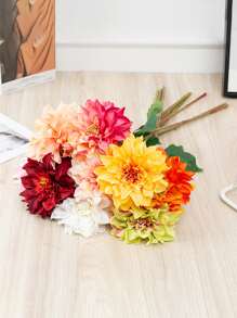 1pc Artificial Dahlia Flower, Home Decoration For Wedding Party Festive, Christmas Decorations, Christmas Gifts, Home Decor, Halloween Decor, Christmas Decorations, Kitchen Decor - Yellow - View 8