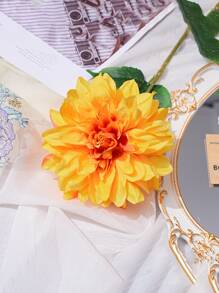 1pc Artificial Dahlia Flower, Home Decoration For Wedding Party Festive, Christmas Decorations, Christmas Gifts, Home Decor, Halloween Decor, Christmas Decorations, Kitchen Decor - Yellow - View 2