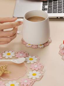 1 PVC Thảm Hình Hoa Chống Trơn Trượt Bàn Ăn Thảm Cách Nhiệt Thảm Nhà Bếp - Hồng - Xem 2