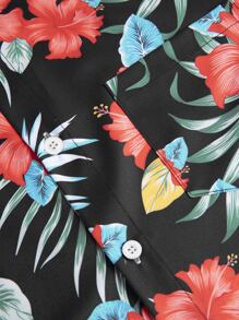 Manfinity RSRT Men Floral Print Shirt & Drawstring Waist Shorts Without Tee - Multicolor - View 5