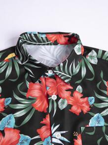 Manfinity RSRT Men Floral Print Shirt & Drawstring Waist Shorts Without Tee - Multicolor - View 6