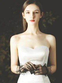1 雙女童透明性感手套適合日常穿著、派對、約會、宴會、哥德式風格搭配 - 黑色 - 查看 3