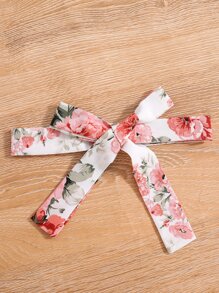 Sparklyn 女孩印花荷葉邊腰帶掛脖連衣裙 - 白色 - 查看 4