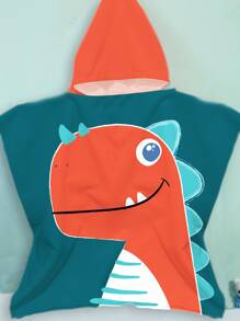 1pc Dinosaur Print Kid's Bath Towel, Cartoon Microfiber Animal Print Kid's Hooded Bath Beach Towel For Travel - Multicolor - View 2