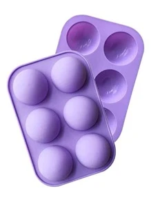 2pcs/set 3D Ball Round Half Sphere Silicone Mold For DIY Baking Pudding Mousse Chocolate Cake Mold Kitchen Accessories Tool - Purple - View 4
