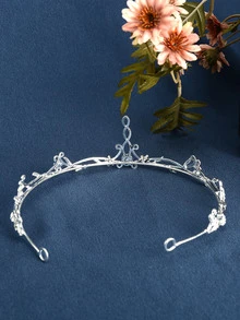 Rhinestone Decor Bridal Headband - Silver - View 2