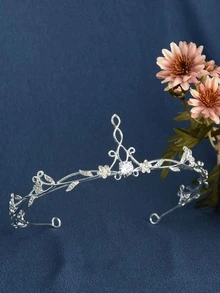 Rhinestone Decor Bridal Headband - Silver - View 4