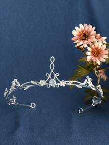 Rhinestone Decor Bridal Headband - Silver - View 5