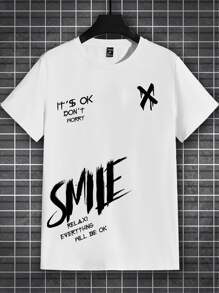 Manfinity EMRG 男士標語圖案T恤 - 白色 - 查看 1