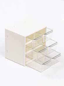 1pc Multi-layer Jewelry Storage Box, Minimalist White Rectangle Desktop Jewelry Storage Case For Necklace, Earring, Ring