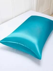 2入組緞面素色枕套臥室用軟枕套床上用品 - 藍色 - 查看 2