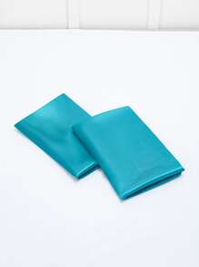 2入組緞面素色枕套臥室用軟枕套床上用品 - 藍色 - 查看 4