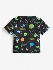 SHEIN Chàng trai trẻ Phản chiếu Chữ cái & Đồ họa hoạt hình Áo thun - Nhiều màu - Xem 3