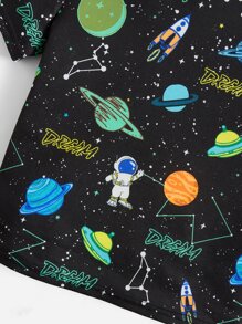 SHEIN Chàng trai trẻ Phản chiếu Chữ cái & Đồ họa hoạt hình Áo thun - Nhiều màu - Xem 5