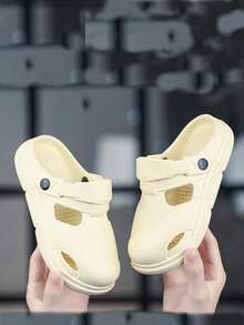 Hombres con diseño de abertura Zuecos delantero moda Zuecos - Beis - Ver 2