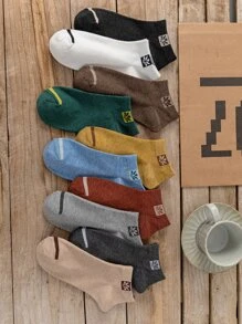 Hombres 10 pares Calcetines tobilleros con patrón de hoja - Multicolor - Ver 3