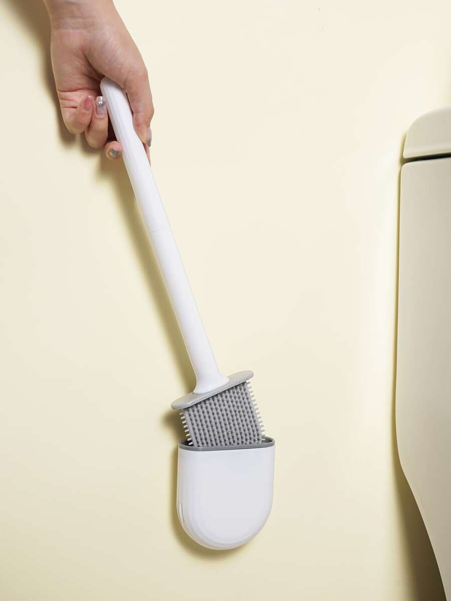 1 Bàn Chải Vệ Sinh Thoáng Khí, Chống Rò Rỉ Nước Có Đế, TPR WC Đầu Phẳng Bàn Chải Linh Hoạt Với Nhanh Khô Giá Đỡ - trắng - Xem 1