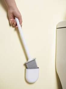1 Bàn Chải Vệ Sinh Thoáng Khí, Chống Rò Rỉ Nước Có Đế, TPR WC Đầu Phẳng Bàn Chải Linh Hoạt Với Nhanh Khô Giá Đỡ - trắng - Xem 4