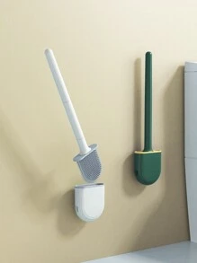 1 Bàn Chải Vệ Sinh Thoáng Khí, Chống Rò Rỉ Nước Có Đế, TPR WC Đầu Phẳng Bàn Chải Linh Hoạt Với Nhanh Khô Giá Đỡ - trắng - Xem 6