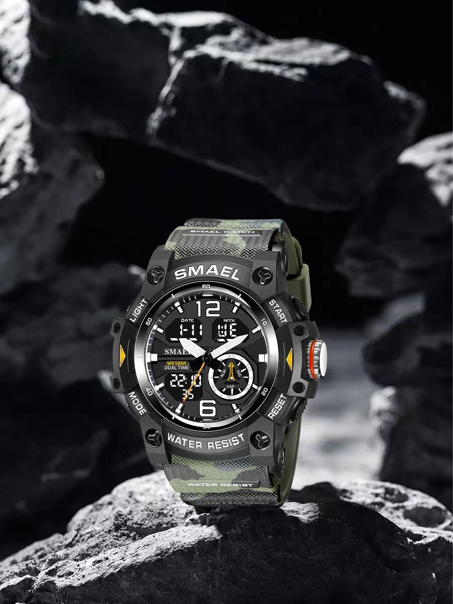 SMAEL 1 pieza reloj deportivo con pantalla dual de camuflaje para hombre - Multicolor - Ver 1