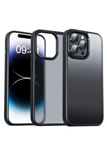 Habyby 透明哑光黑抗黃素色手機殼,適用於iphone 15/15pro/15plus/15promax - 黑色 - 查看 1