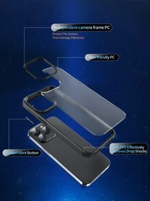 Habyby 透明哑光黑抗黃素色手機殼,適用於iphone 15/15pro/15plus/15promax - 黑色 - 查看 5