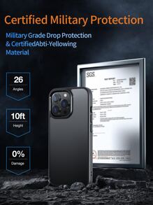 Habyby 透明哑光黑抗黃素色手機殼,適用於iphone 15/15pro/15plus/15promax - 黑色 - 查看 6