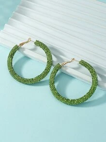 Hoa tai vòng trang trí bằng đá rhinestone - màu xanh lá - Xem 2