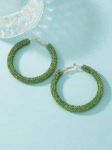 Hoa tai vòng trang trí bằng đá rhinestone - màu xanh lá - Xem 3