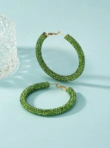 Hoa tai vòng trang trí bằng đá rhinestone - màu xanh lá - Xem 5