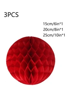 3入組/套紙素色便攜派對掛燈 - 紅色 - 查看 3